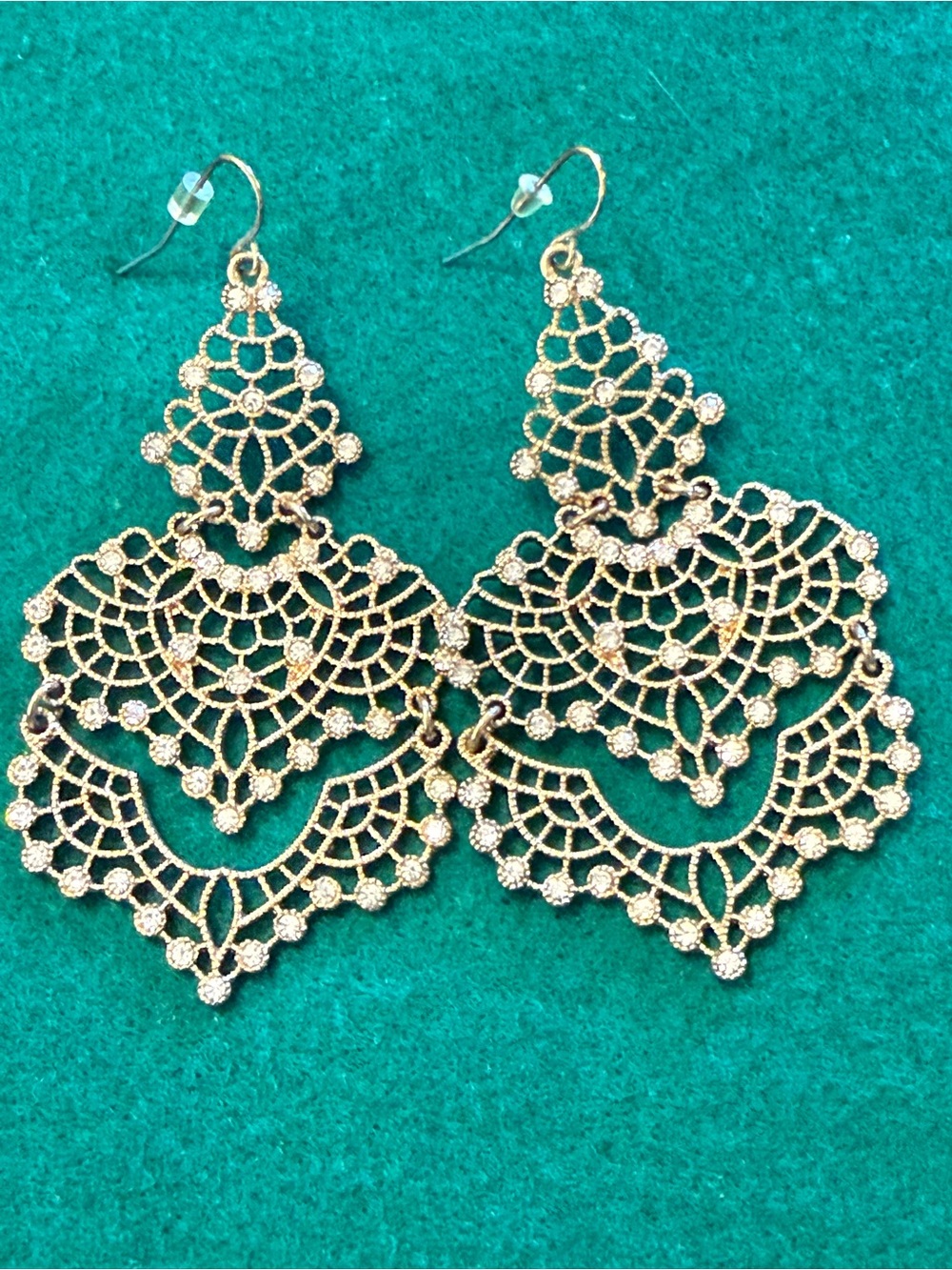 Gold Filigree Lace Drop Earrings - Women Jewelry